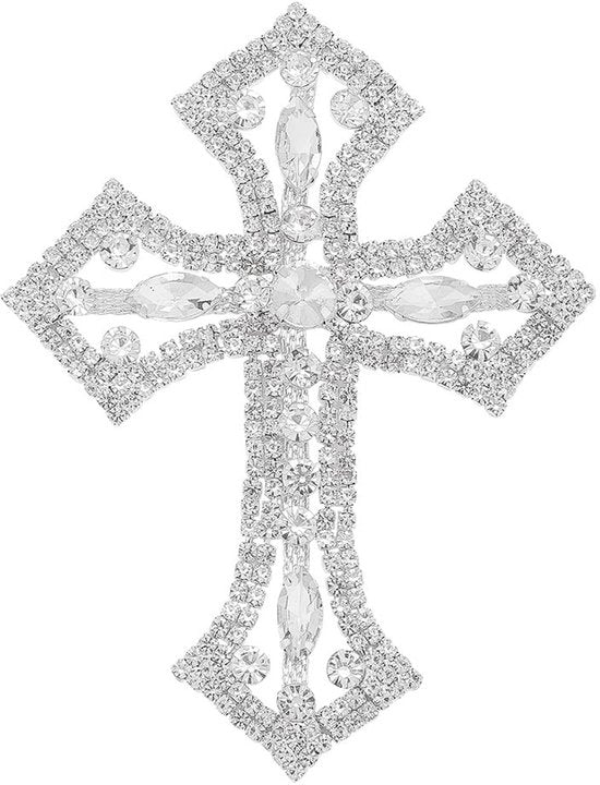Decorazione con Strass a Croce in Argento - Accessori per Creatività - Attività di Mano d'Opera - Adesivi e Ricami per Abbigliamento, Borse e Scarpe