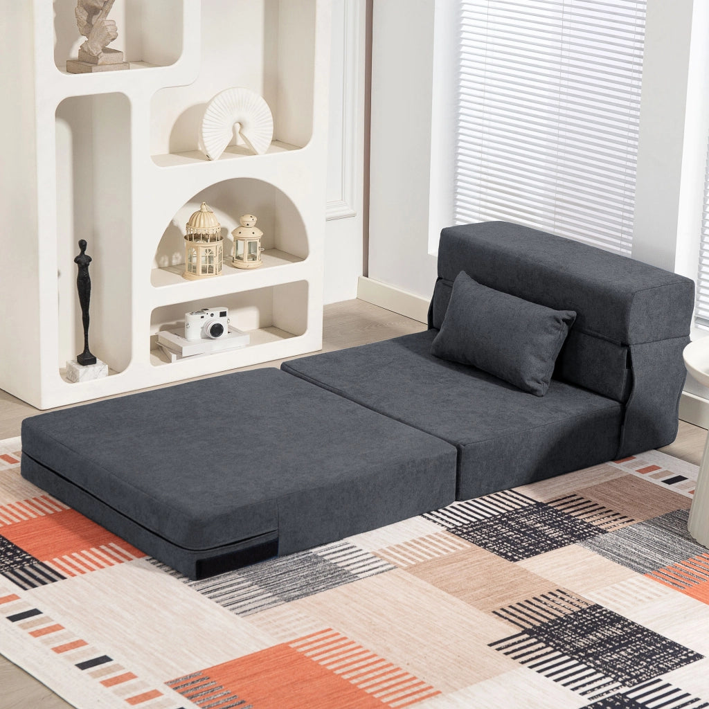 Divano letto trasformabile ¨C Xylo ¨C Schiuma grigio scuro con cuscini