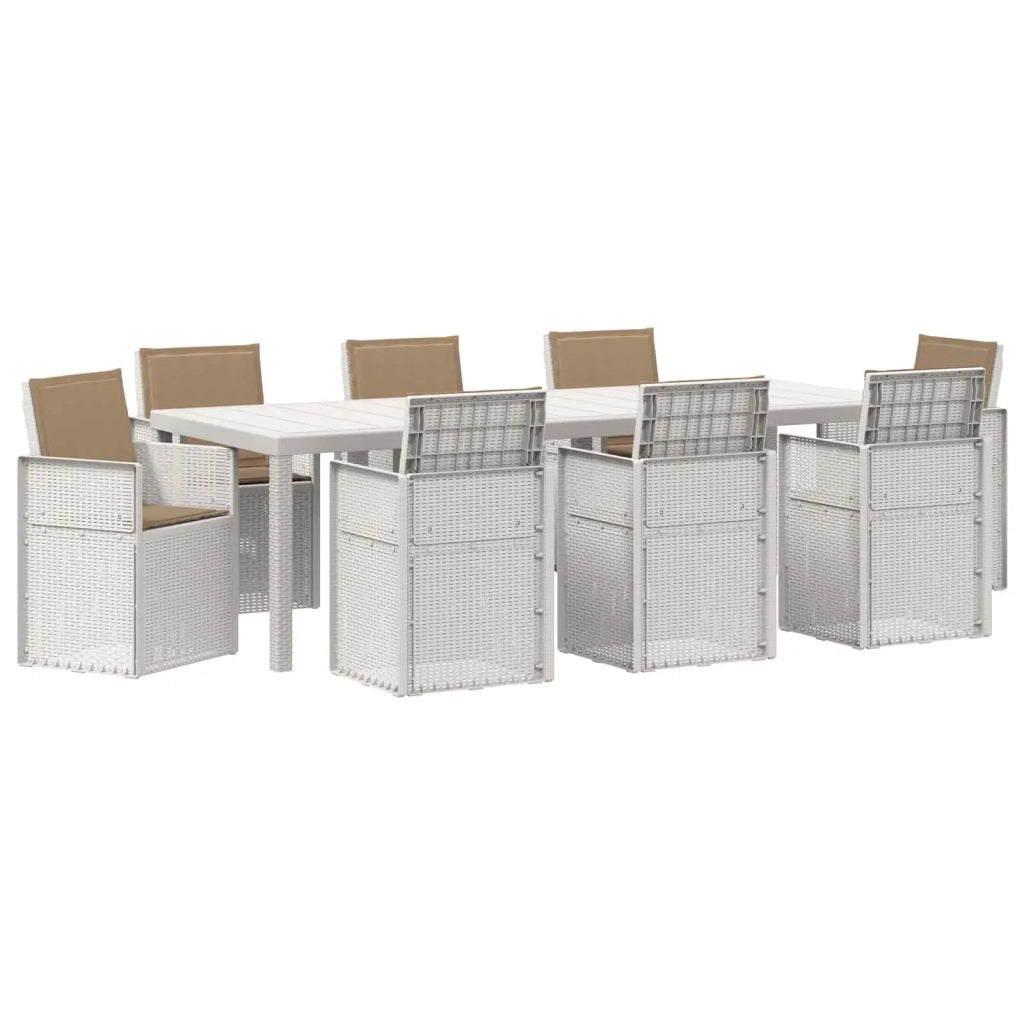 Set da Pranzo per Giardino 9 pcs Bianco e Tortora PP 3430097