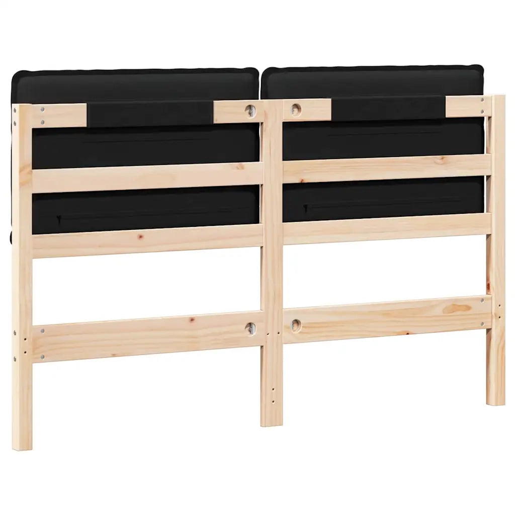 Testiera imbottita Naturale e Nero 120 cm Pino massello 880025