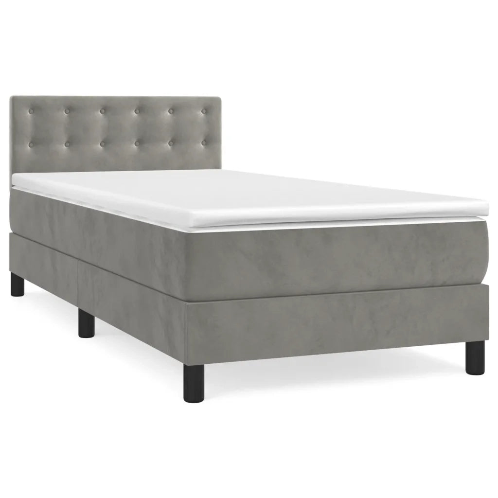 Giroletto a Molle con Materasso Grigio Chiaro 90x200 cm Velluto 3141521