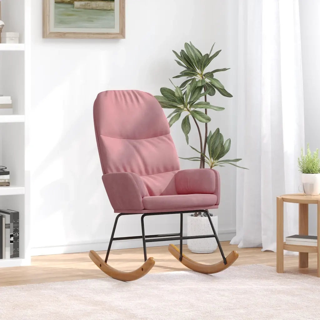 Sedia a Dondolo Rosa in Velluto 4102625