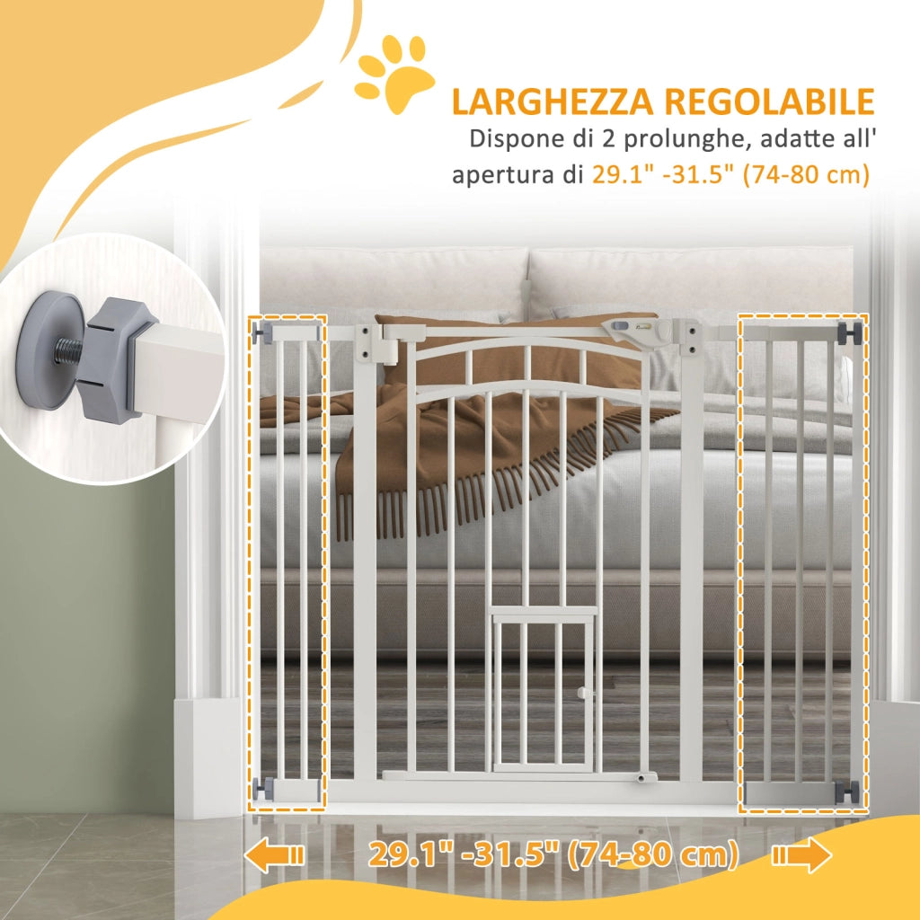 Cancellino per Cani ¨C Minimal ¨C 74-100x76 cm Bianco Acciaio e PA