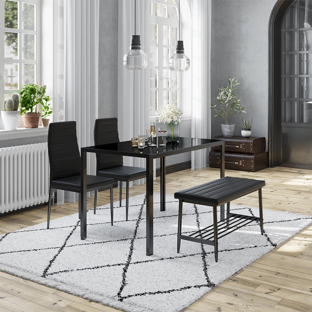 Vicco Panca e sedia Nero 85 x 46.5 cm Set da 3 pezzi