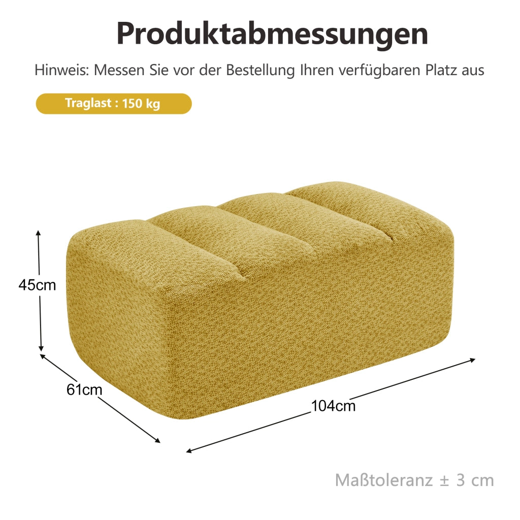 SOFA Modulare con Ottoman, Giallo, Fleece granulato