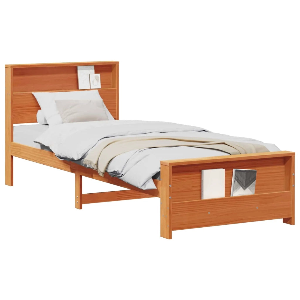 Letto singolo | Letto per adulti | Struttura del letto con testiera Marrone cerato 90 x 200 cm