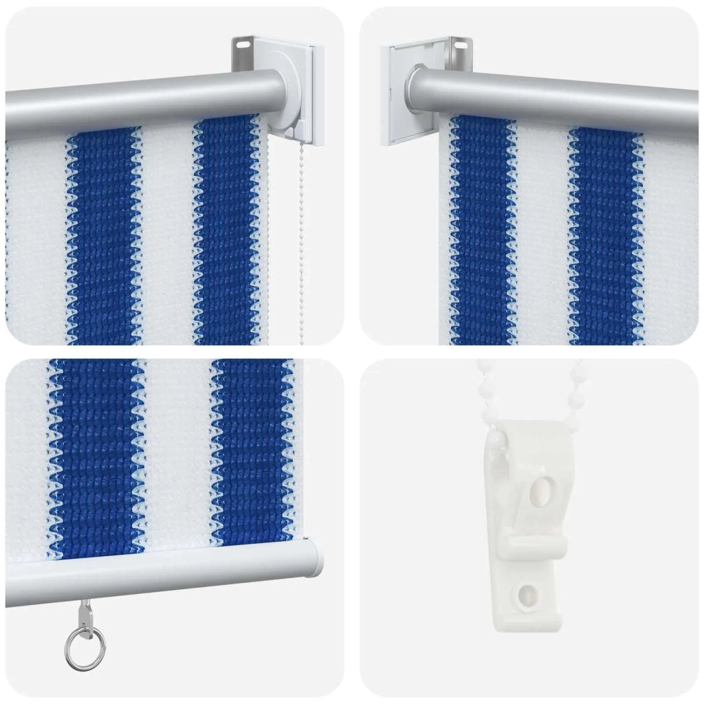Tenda a Rullo Esterno Blocco UV 90% Strisce Blu e Bianche HDPE 42035983