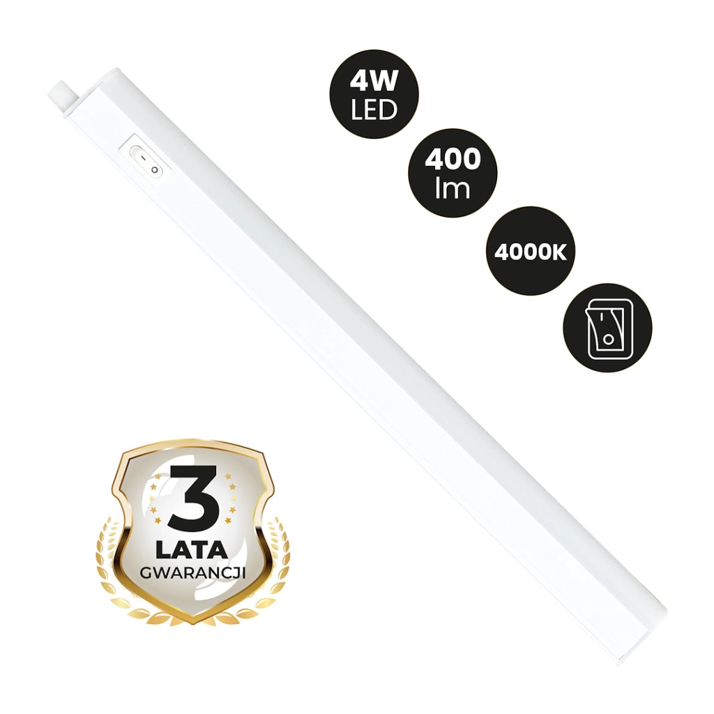 Lampada sottopensile LED 30cm bianca interruttore 4000K 4W