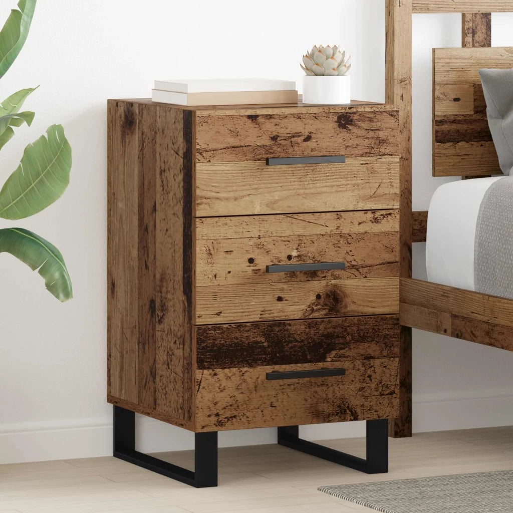 Comodino | Armadio da Notte | Mobiletto da notte con cassetto Legno vecchio 40 x 40 x 66 cm