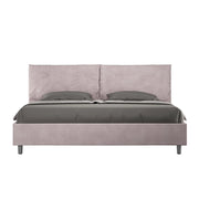 BS COM Letto matrimoniale king size contenitore imbottito 190x210 microfibra glicine Large