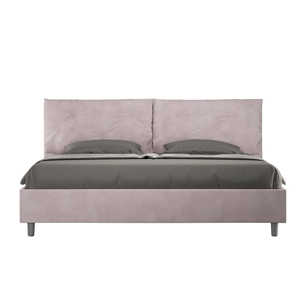 BS COM Letto matrimoniale king size contenitore imbottito 190x210 microfibra glicine Large