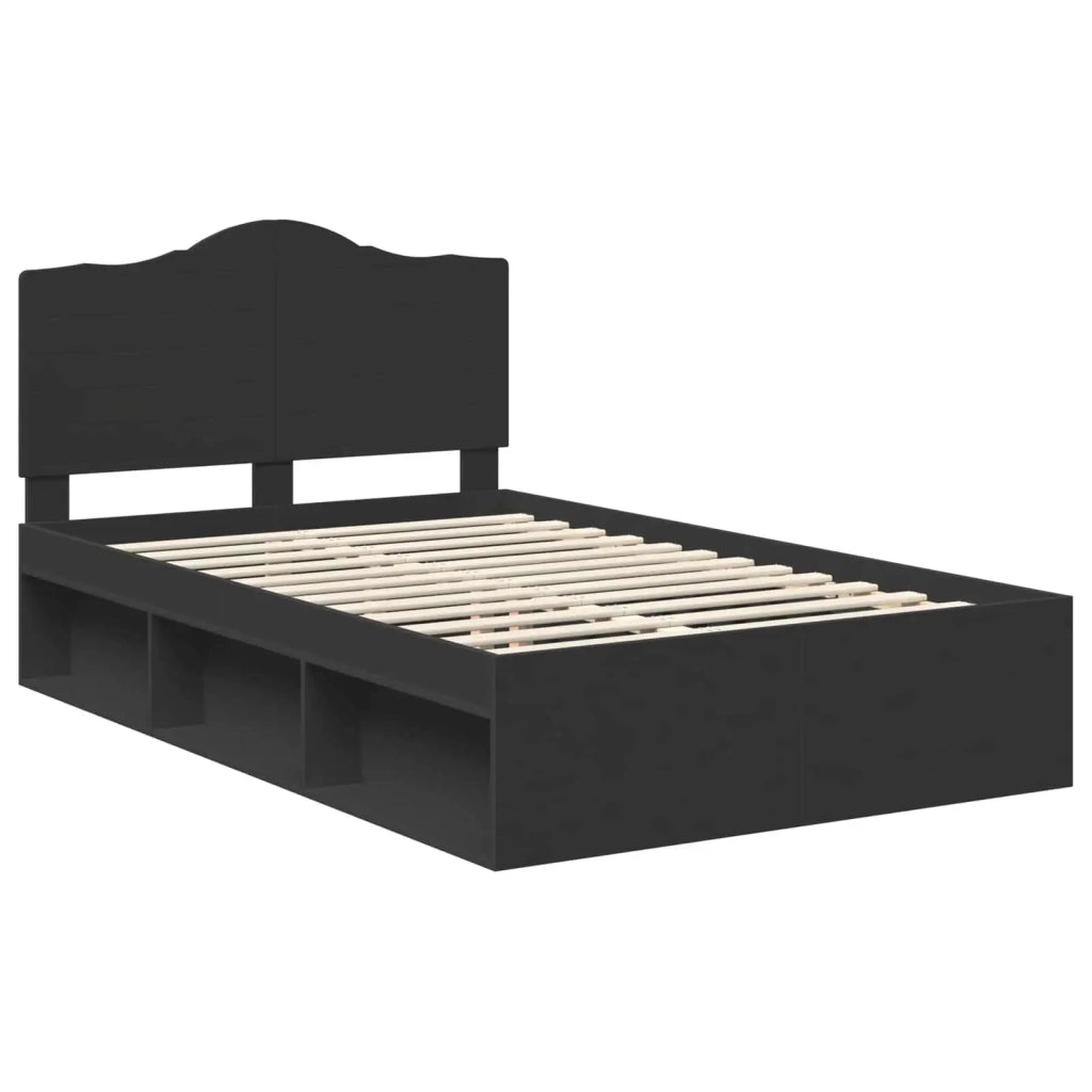 Struttura del letto-Giroletto Nero 135 x 190 cm Pino massello 745098