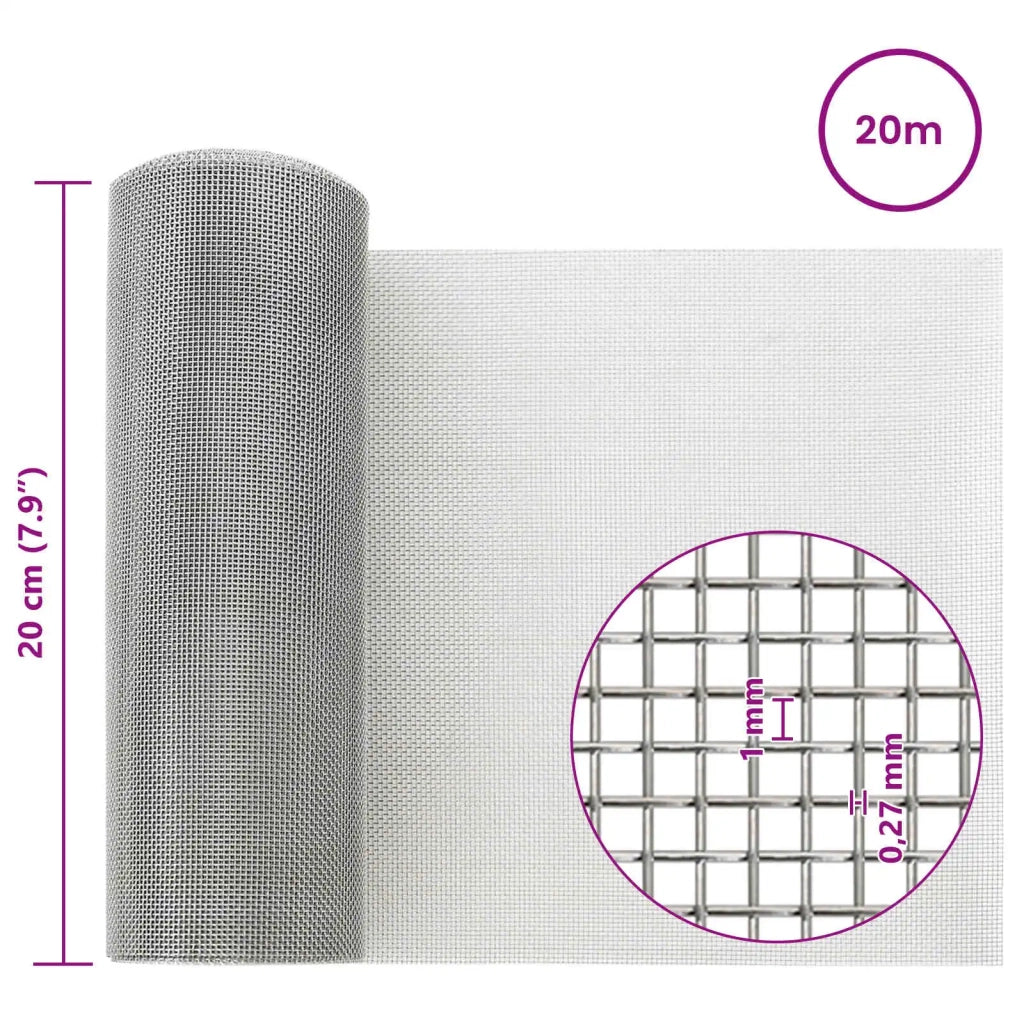Rete per schermatura 20 x 2000 cm 20 Mesh Argento 42039529
