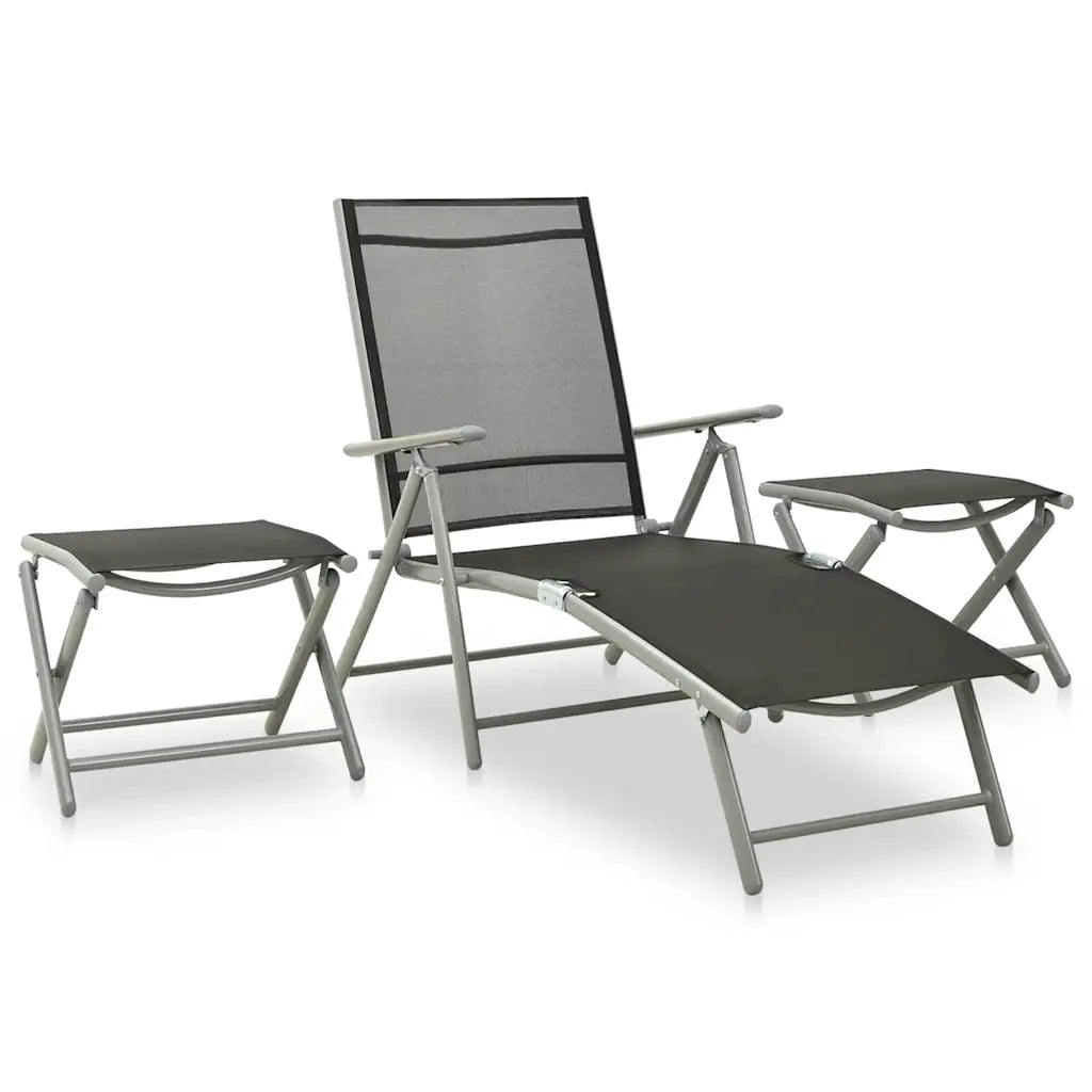Set per Divani da Giardino 9 pz Nero e Argento 3070644
