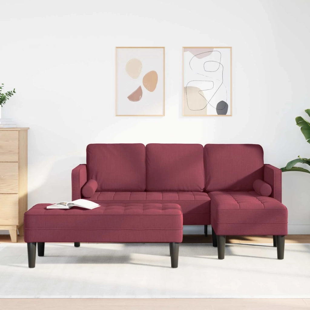 Set di divani 2 pz Rosso Vino Poliestere 3329255