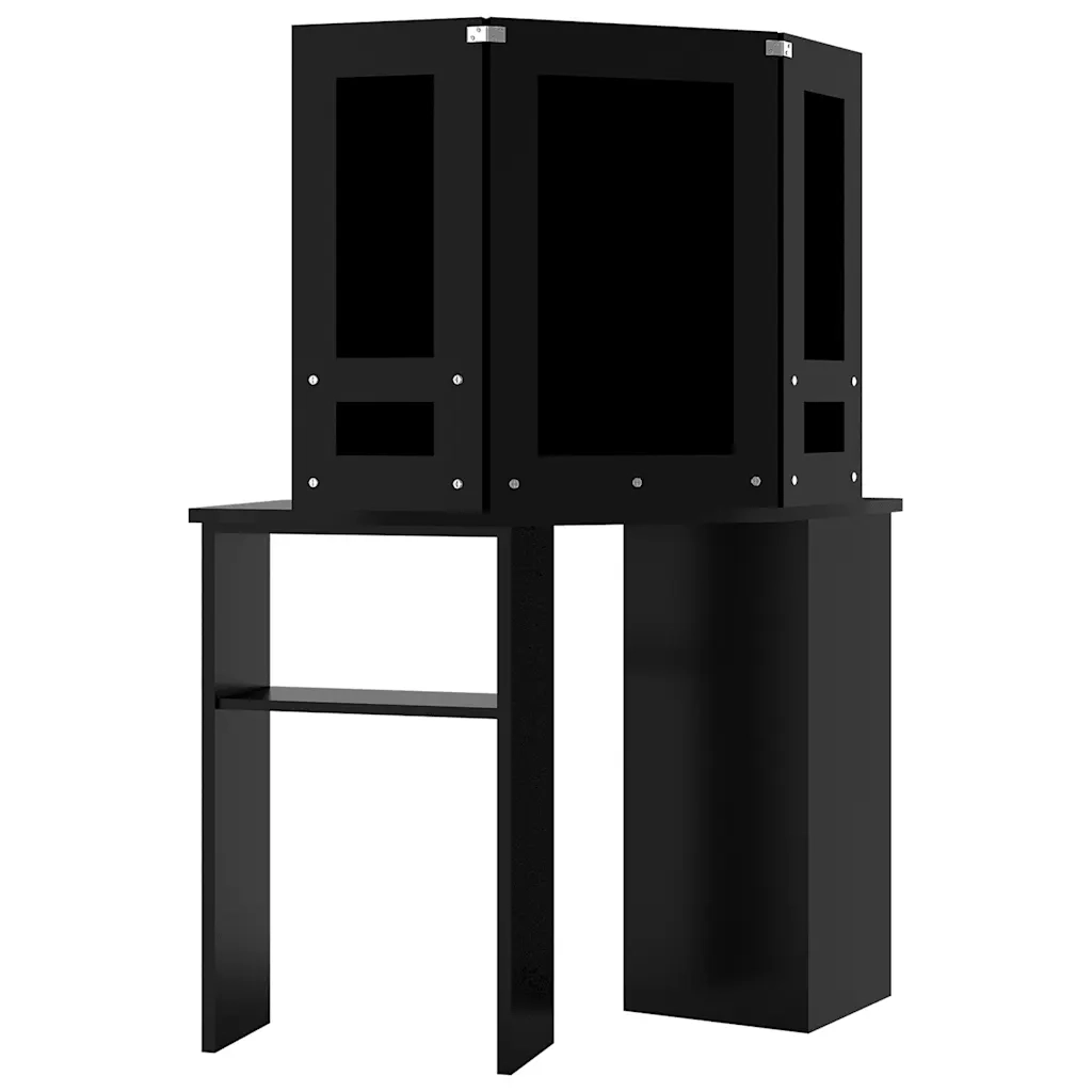 Toeletta | Tavolino da Trucco Angolare con LED Nero 111x54x141,5 cm