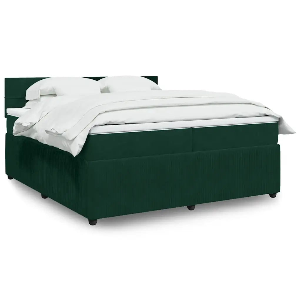 Giroletto a Molle con Materasso Verde Scuro 200x200 cm Velluto 3290133
