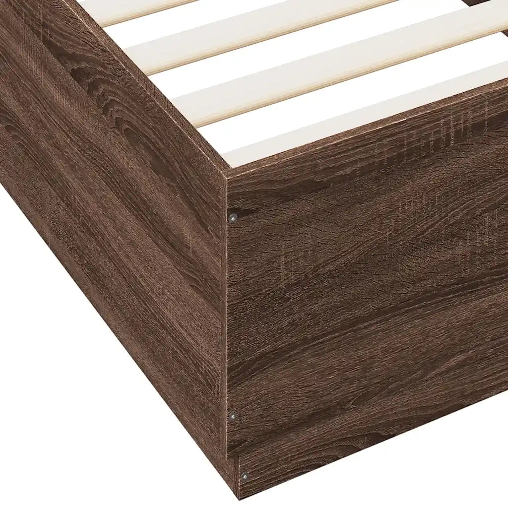 Letto singolo | Letto per adulti | Giroletto Luci LED Rovere Marrone 100x200 cm Legno Multistrato