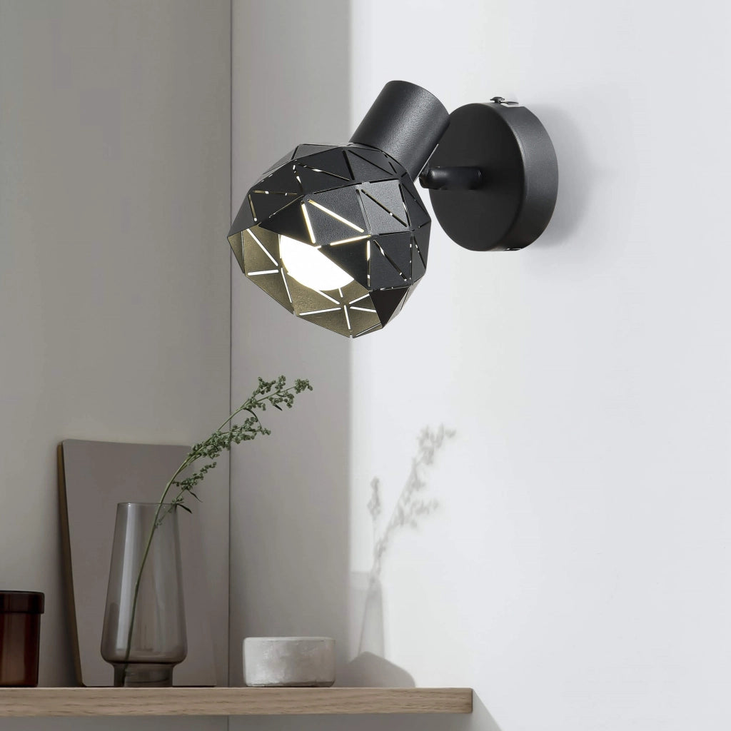 Applique Reus nera 1 luce E14 metallo Light Prestige