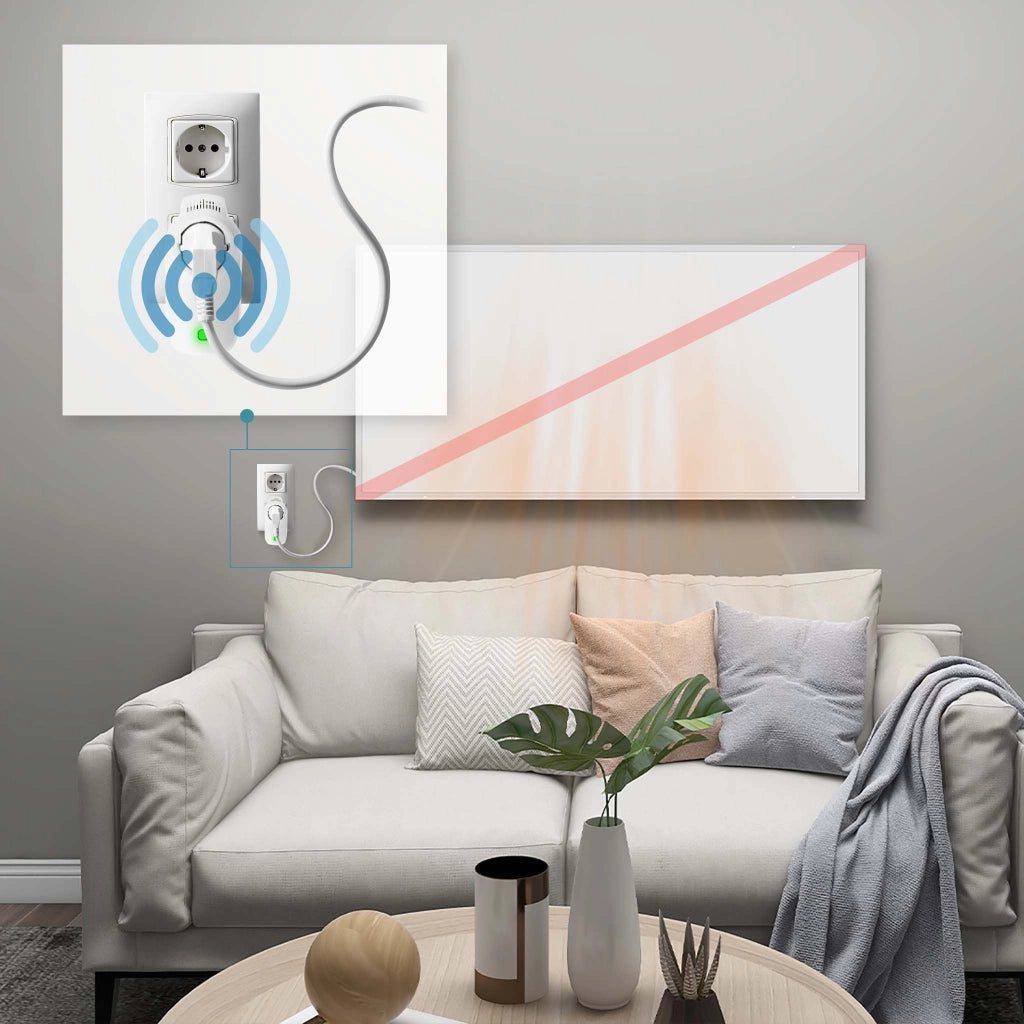 Set Pannello radiante a infrarossi 520W 920x620x15 mm e Termostato, Riscaldamento IR