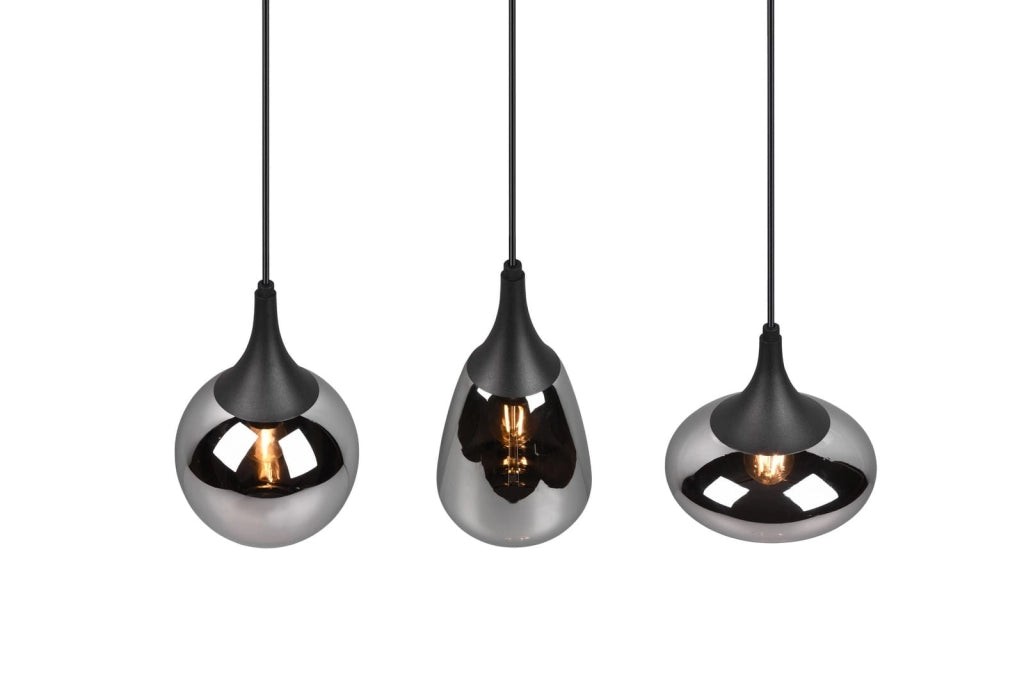 Lampadario Trio Lumina nero 3 luci E14 Ø69cm dimmerabile