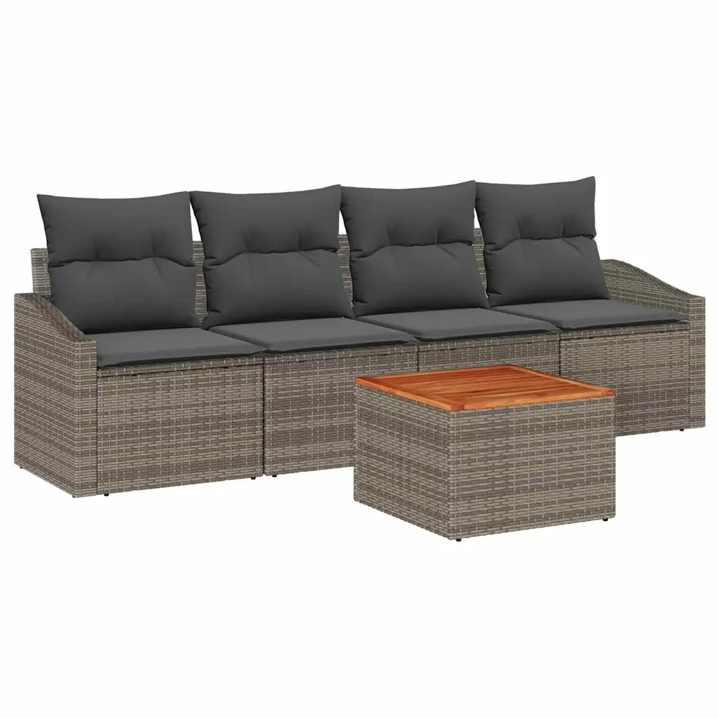 Set Divano da Giardino con cuscino 5 pcs Grigio polyrattan 3347762