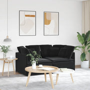 Divano Modulare con Cuscini in Velluto Nero 3321254