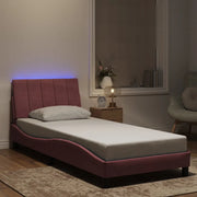 Giroletto con LED senza Materasso Hanko Rosa 80x200 cm in Velluto