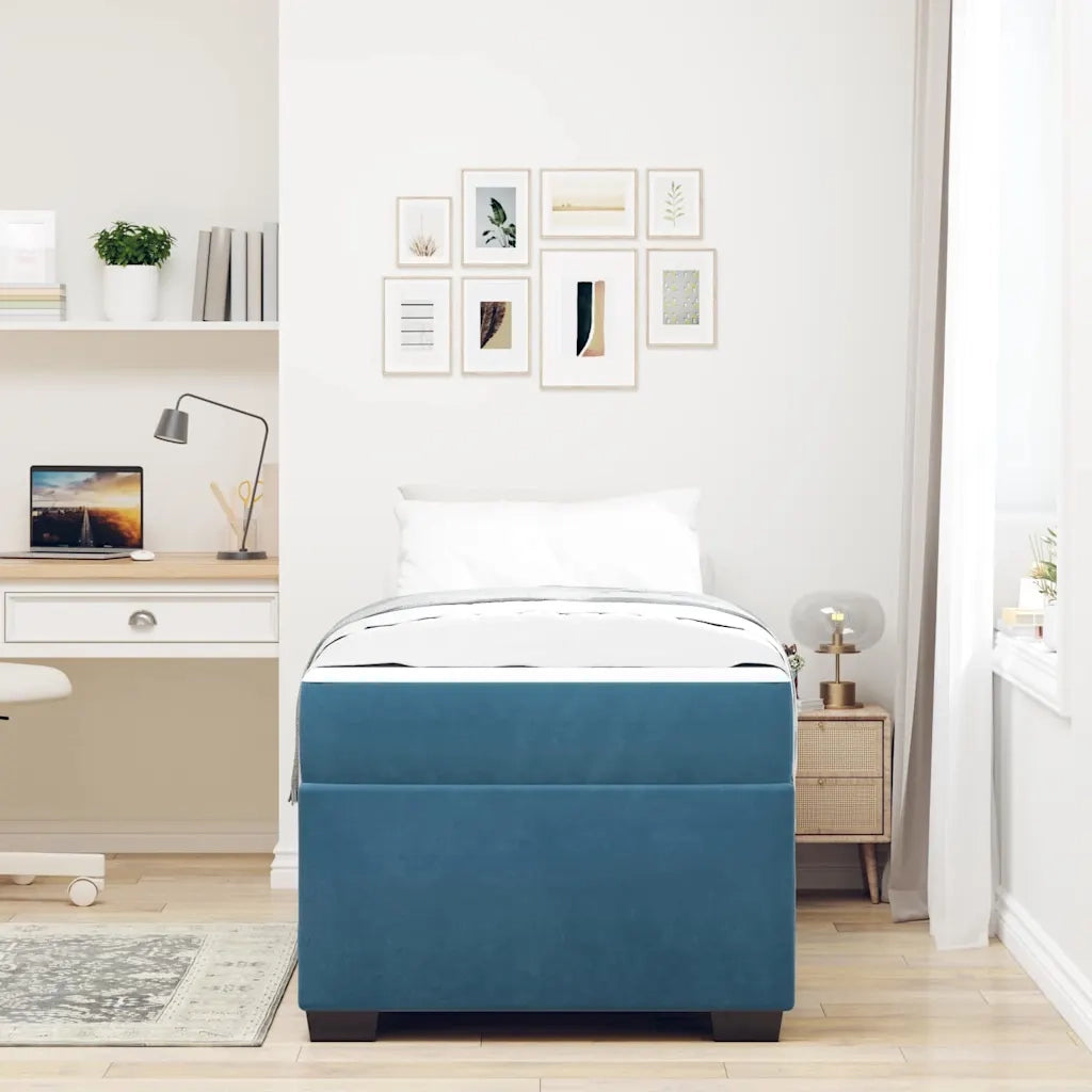 Struttura del letto con materasso Blu Scuro 90 x 190 cm Tessuto 3399264