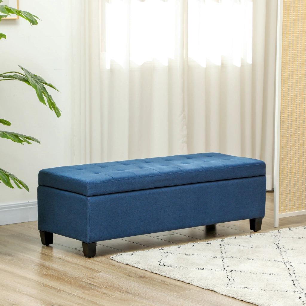 Pouf con contenitore ¨C Minimal ¨C blu, tessuto, 125x49x41,5 cm