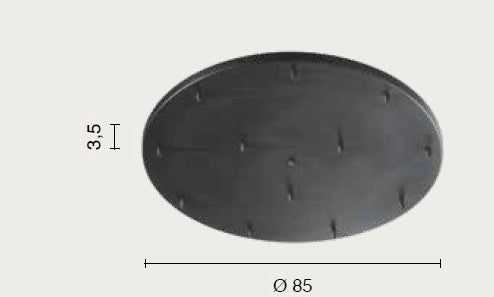 OBA0016 BASE 12 FORI NERO D.85CM H.3,5CM PER SOSPENSIONE