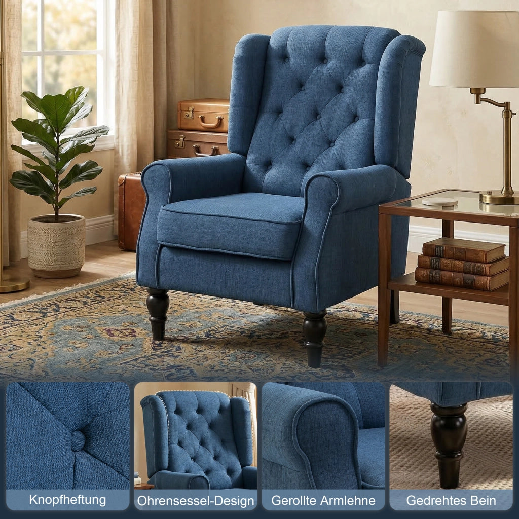 Poltrona ¨C Minimal ¨C Blu, Tessuto, 74x86x102 cm