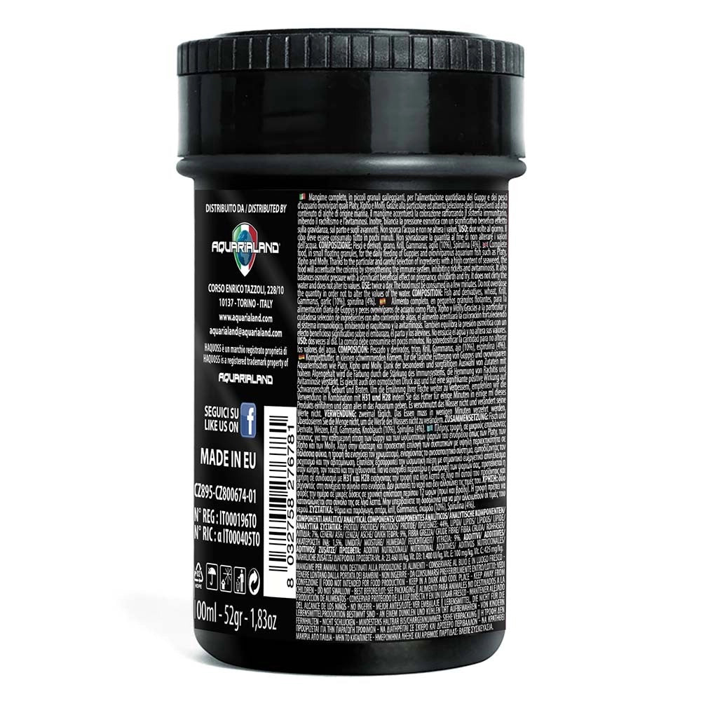 Haquoss Guppy MiniGran 100ml - mangime completo in micro-granuli per guppy