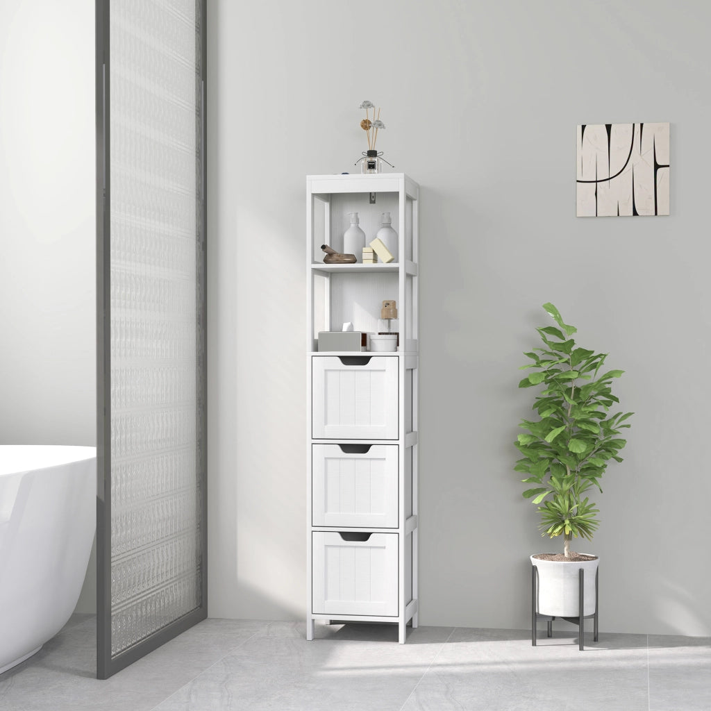 Mobile da Bagno con 2 Ripiani e 3 Cassetti ¨C Zephmum ¨C Bianco