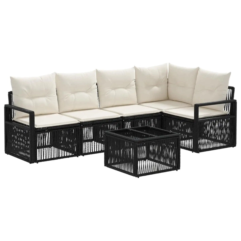 Set Divano da Giardino 6 pz Nero polyrattan 3435712