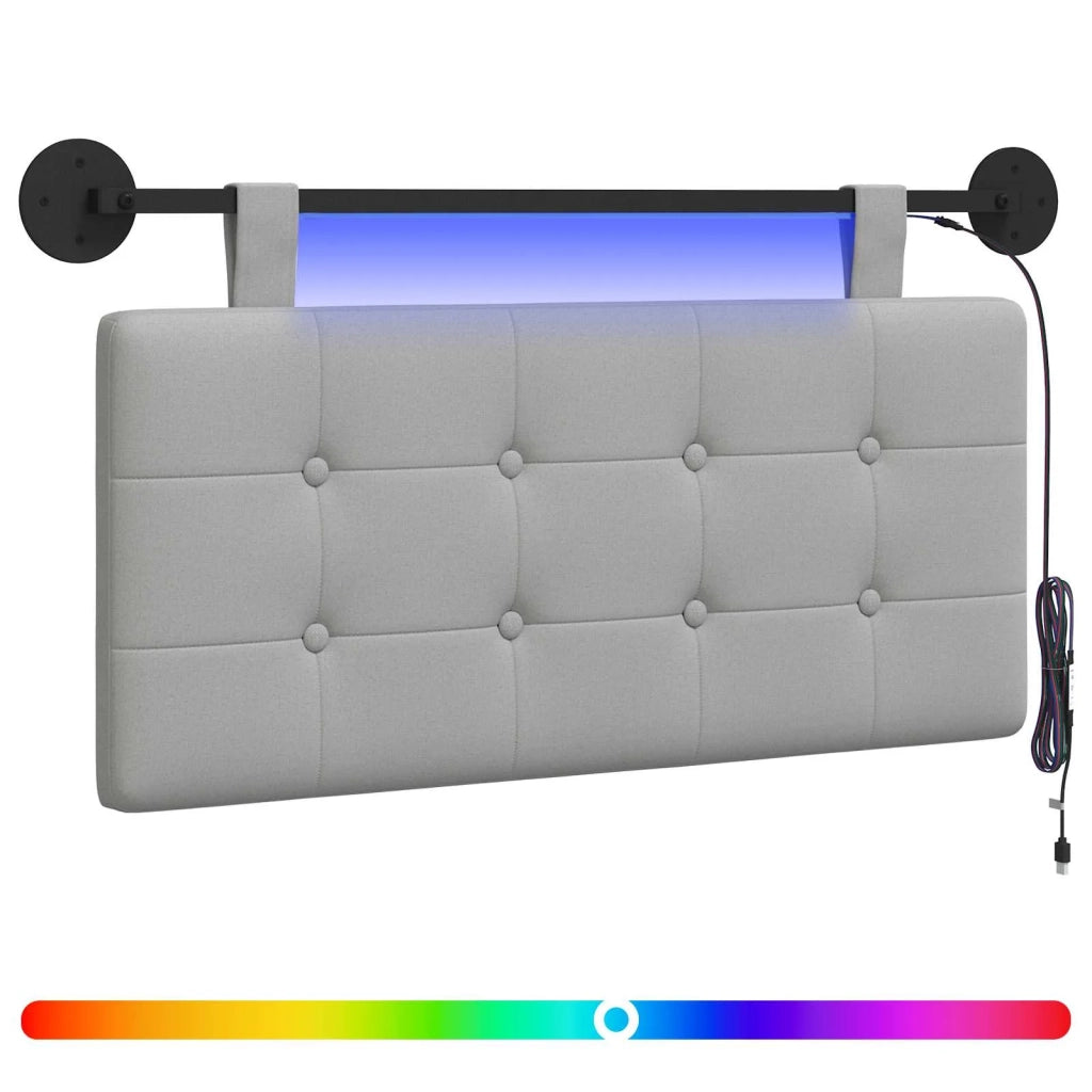 Testiera sospesa Con luce LED Grigio Nuvola Tessuto 3424344