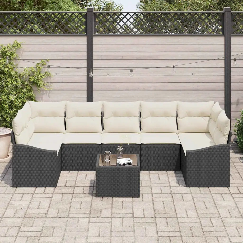 Set di divani Nero e Crema 55 x 55 x 37 cm polyrattan 3346637