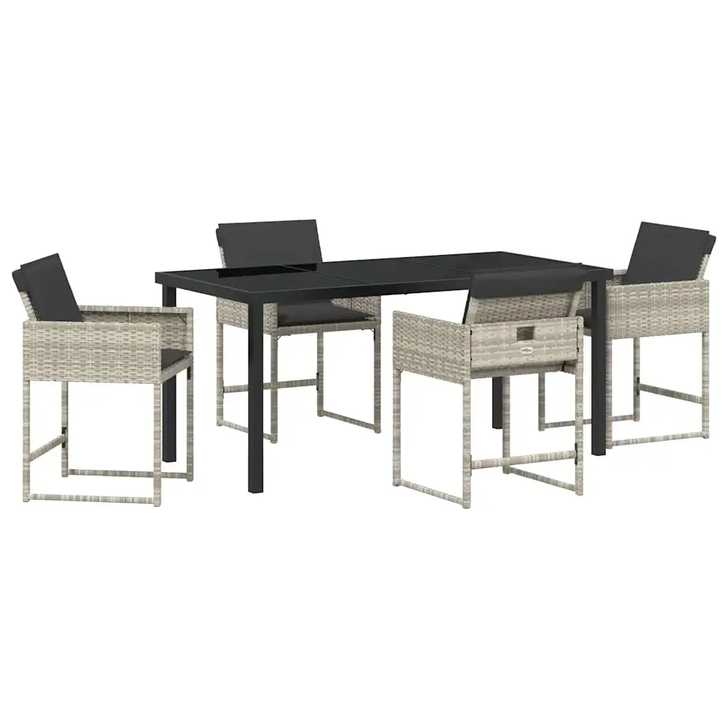 Set da Pranzo per Giardino 5 pcs Grigio chiaro polyrattan