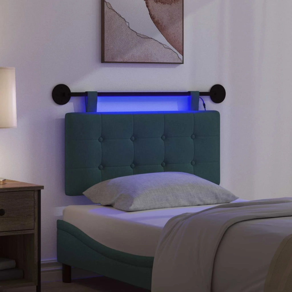 Testiera sospesa Con luce LED Verde Scuro Tessuto 3424371