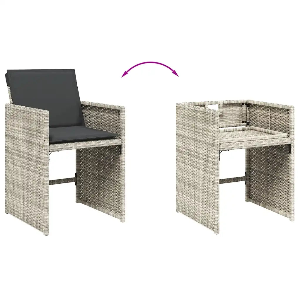Set da Pranzo da Giardino 15 pz con Cuscini Grigio Polyrattan 3211235