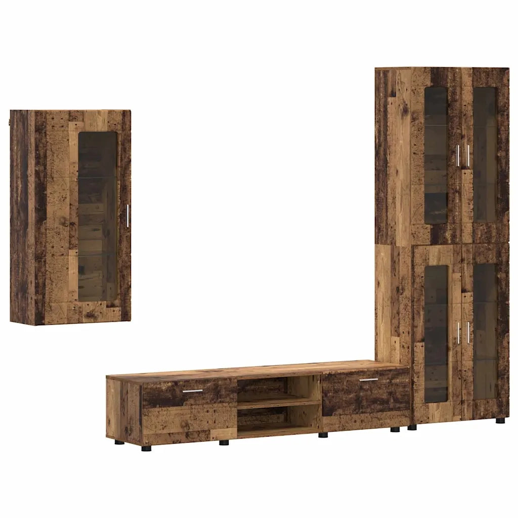 Set mobile TV con porta FLORIN Legno vecchio Legno multistrato