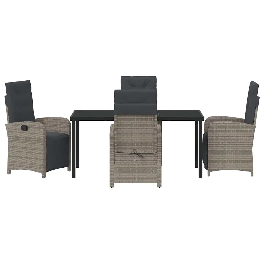 Set da Pranzo per Giardino con cuscino 5 pcs Grigio polyrattan