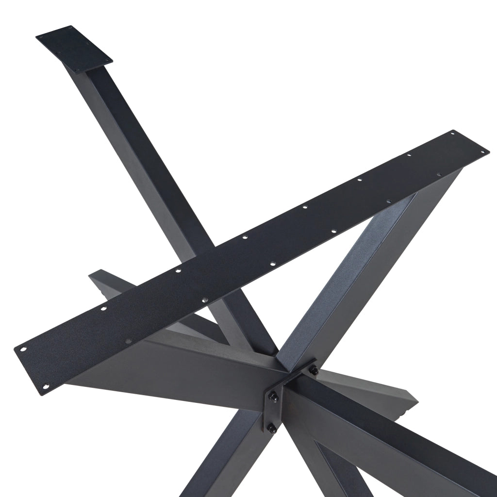 Gamba Centrale Oberau a Forma Stella per Tavolo Fai da te 85 x 85 x 71 cm Acciaio Nero [en.casa]