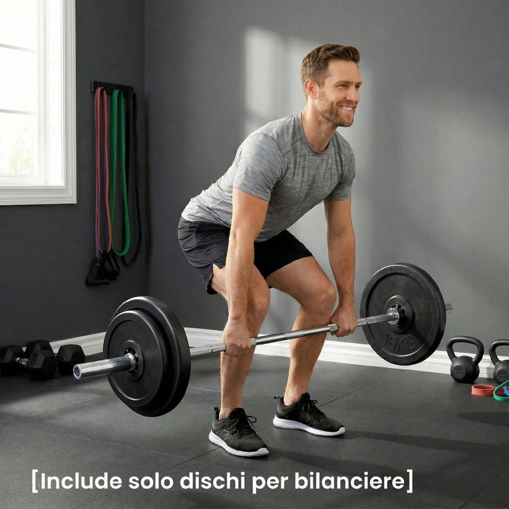 Set Dischi Piani per Bilanciere ¨C Minimal ¨C 4 Pezzi, Nero