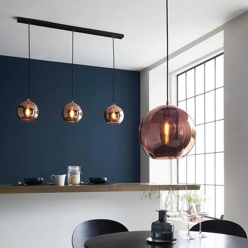 Lampada a sospensione moderna rame sfera vetro E27 Endon BOLI