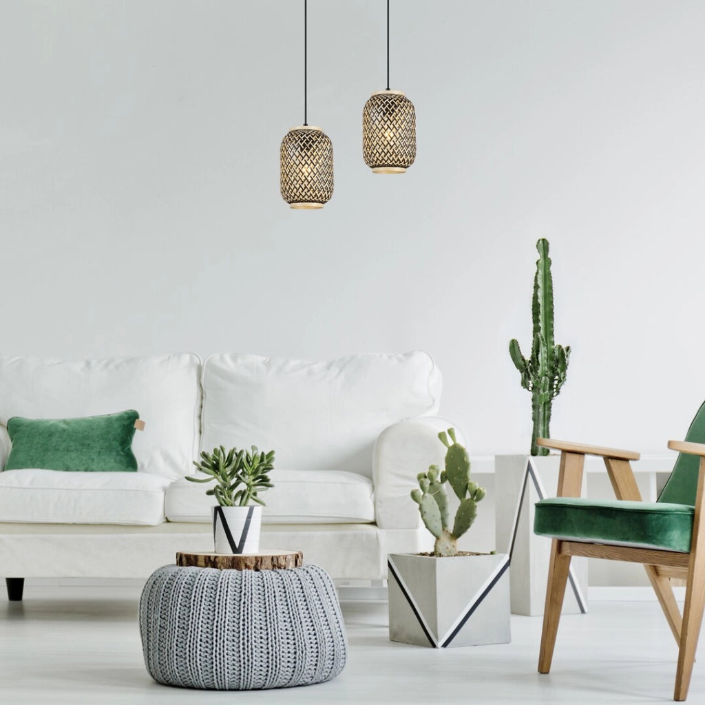Sospensione Rabalux Adalla E27 1 luce nero opaco rattan