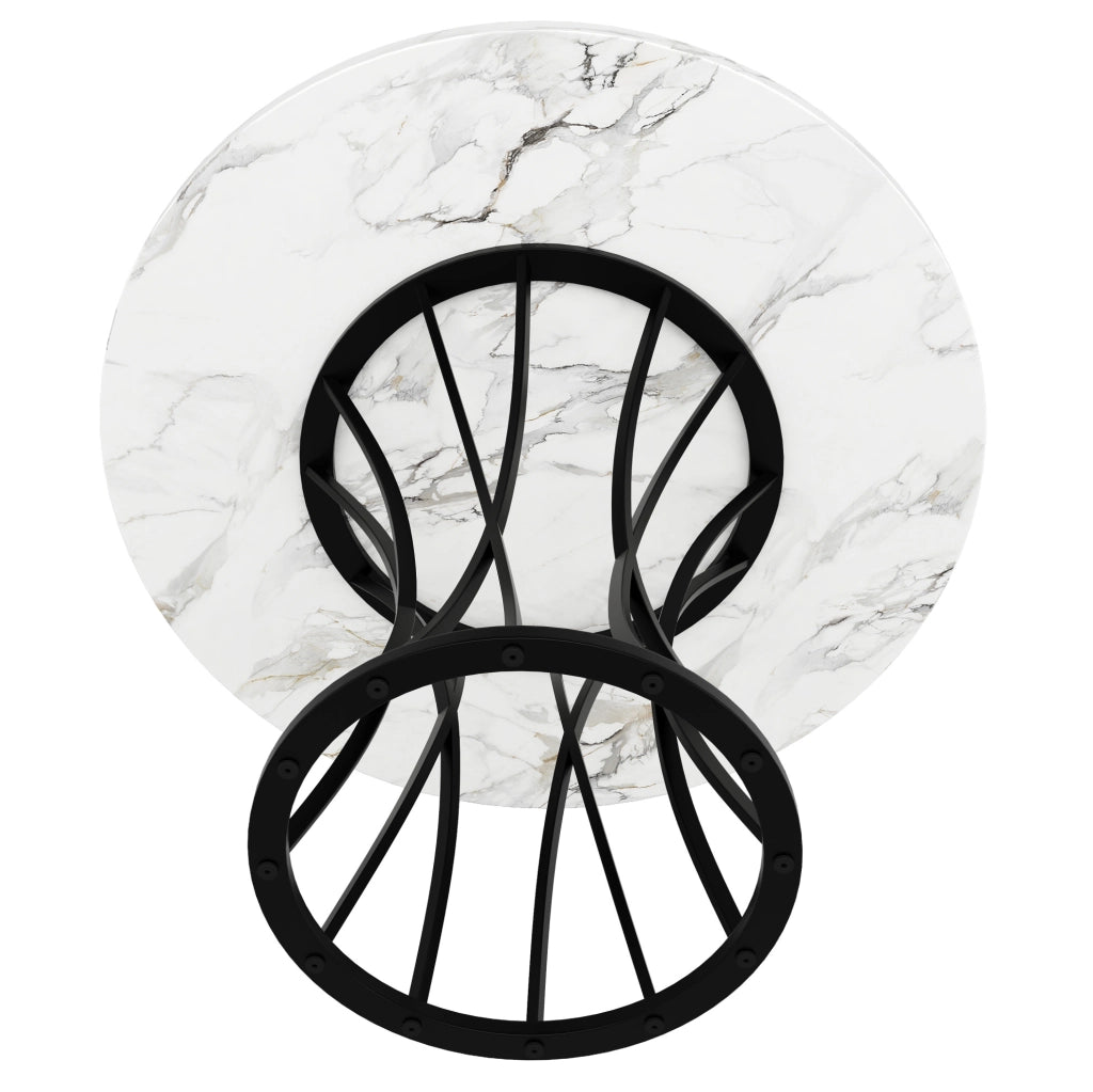 Tavolo da pranzo rotondo 80 x 80 x 76 cm in MDF e metallo; nero