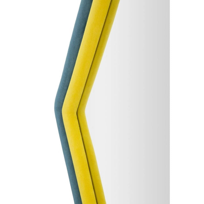Specchio Da Muro Tony Velluto Blu/giallo cm 75x4x80