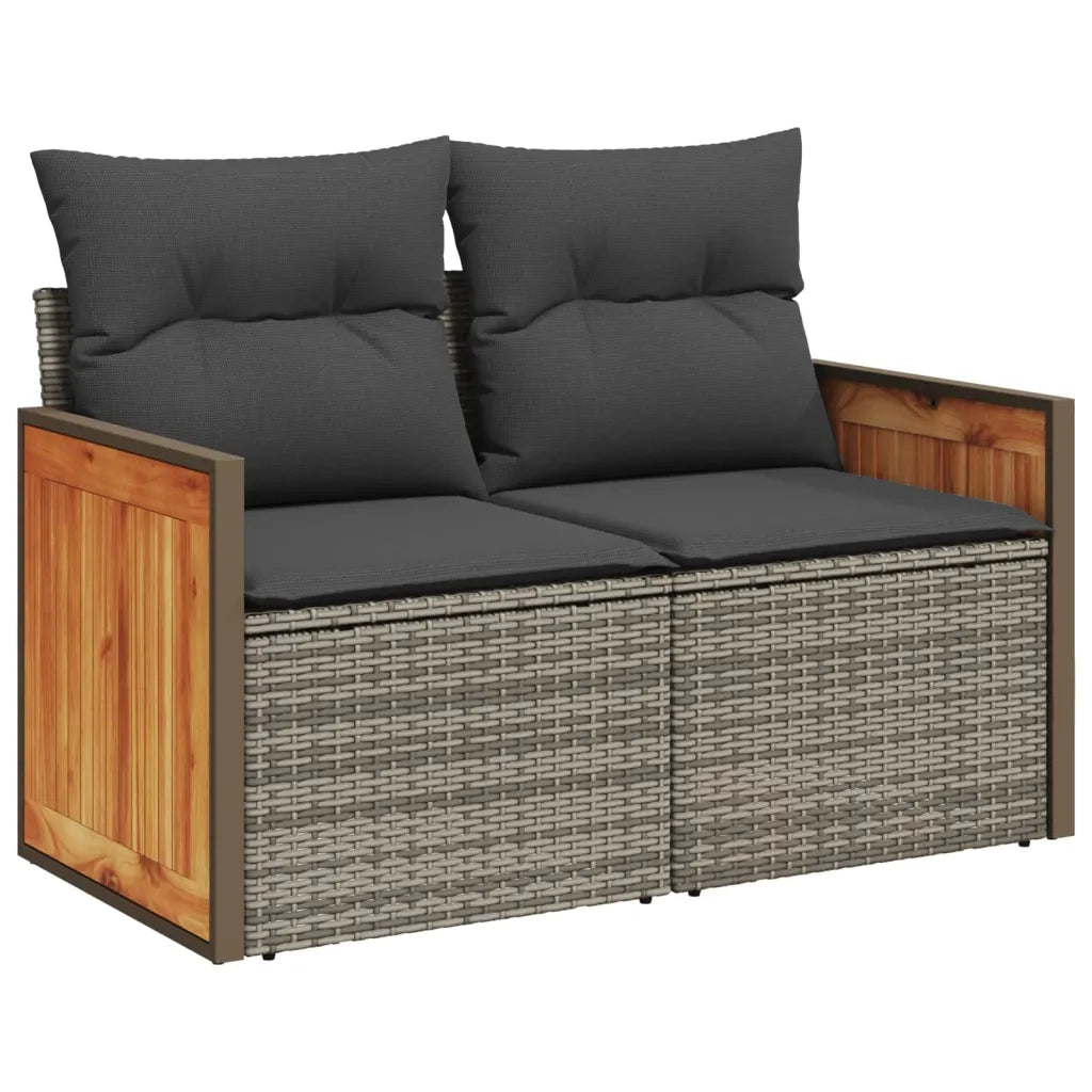 Set Divano da Giardino 5 pz | Set Salotto da Giardino con Cuscini Grigio in Polyrattan