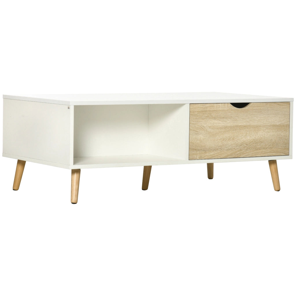 Tavolino da caff¨¨ con cassetti e scaffale ¨C Minimal ¨C 106x58x39,5 cm bianco